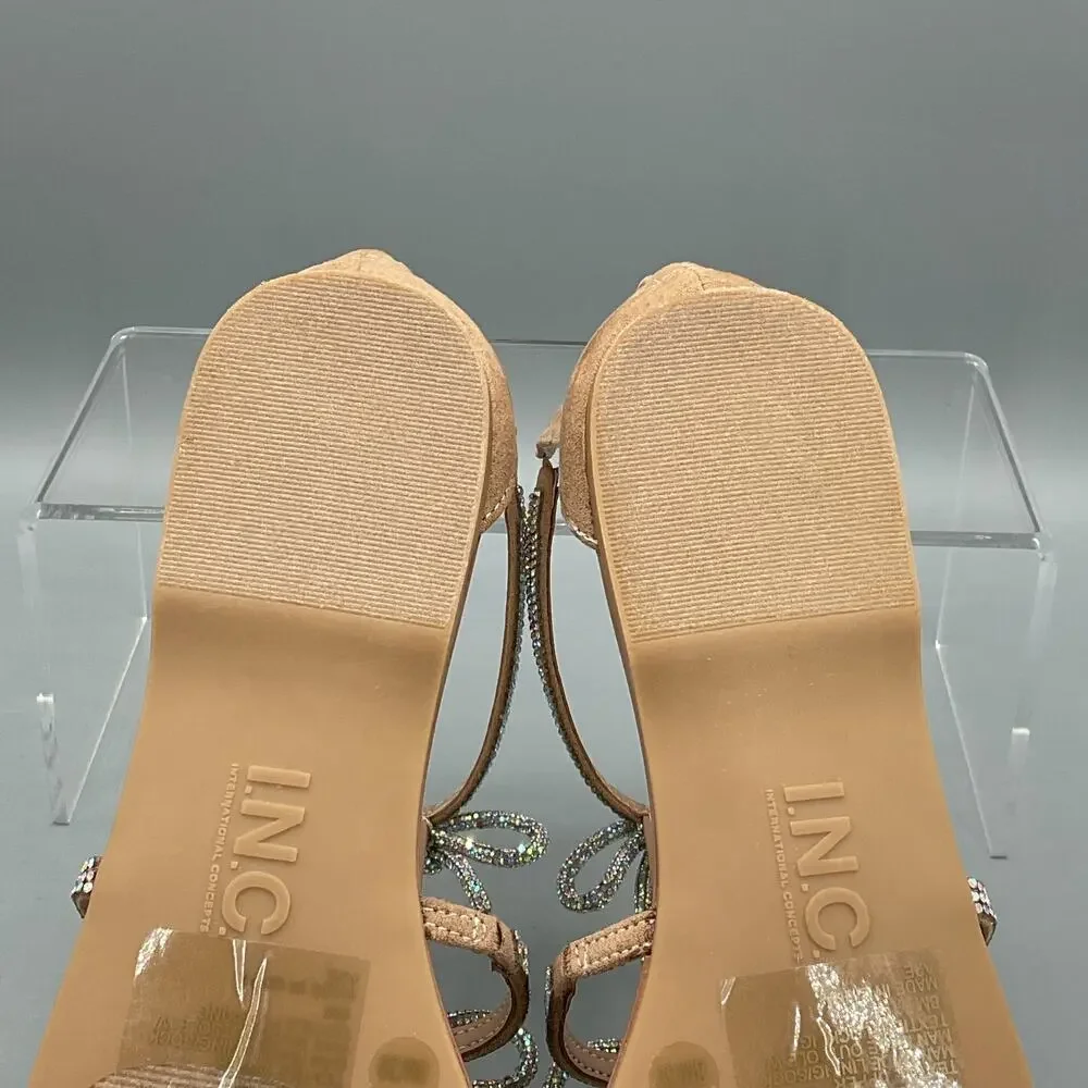 NEW I.N.C. Women’s Gertrudis Bow Flat Sandals Beige Size 8M